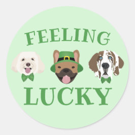 Gefühl Lucky St Patricks Day Dog Faces Runder Aufkleber