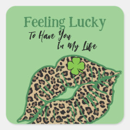 Gefühl Lucky St. Patrick's Day Vintag Leopard Quadratischer Aufkleber