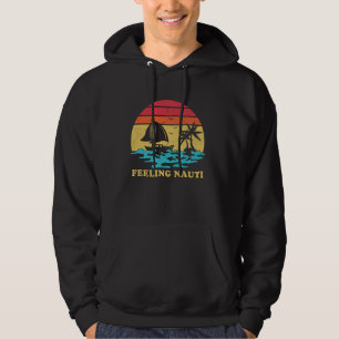 Gefühl Nauti Segeln Vintag Palm Tree Sailboat S Hoodie