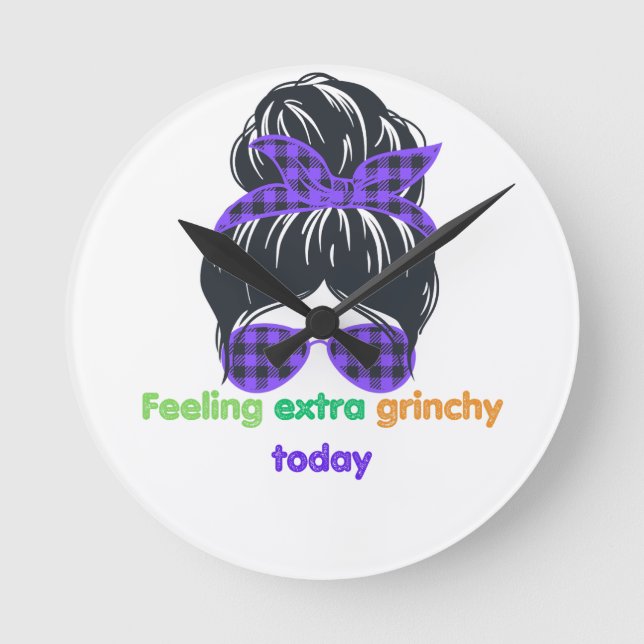 Gefühl noch grinchig runde wanduhr (Vorderseite)