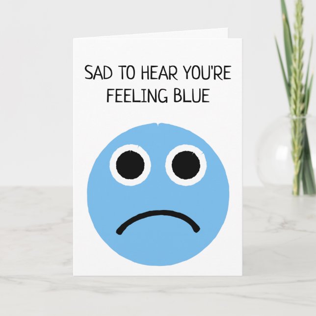 Gefühl Sad Blue Frownace Emoji Card Karte (Vorderseite)