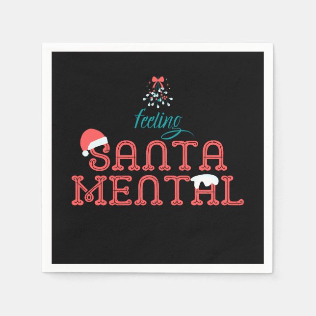 Gefühl SantaMental Romantischer Weihnachtsmistleto Serviette (Vorderseite)