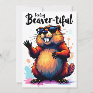 Gefühl Schön - Funny Beaver Grafik Einladung