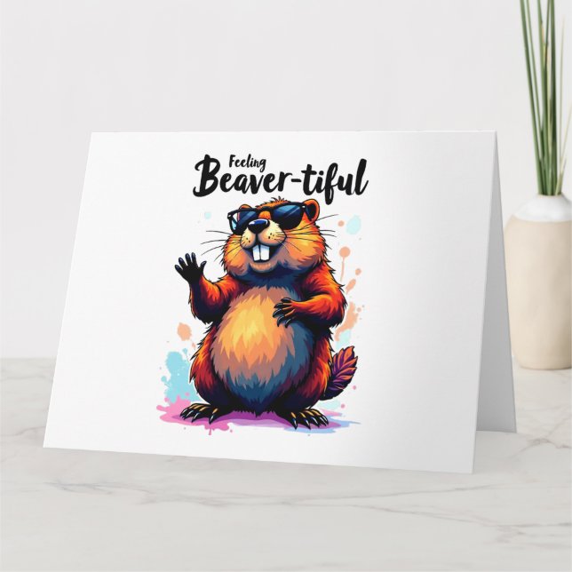 Gefühl Schön - Funny Beaver Grafik Karte (Vorderseite)