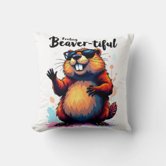 Gefühl Schön - Funny Beaver Grafik Kissen
