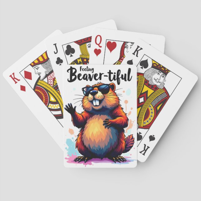Gefühl Schön - Funny Beaver Grafik Spielkarten (Rückseite)