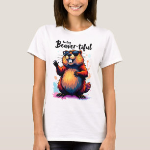 Gefühl Schön - Funny Beaver Grafik T-Shirt