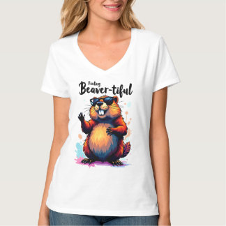 Gefühl Schön - Funny Beaver Grafik T-Shirt