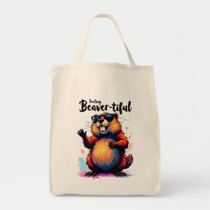Gefühl Schön - Funny Beaver Grafik Tragetasche