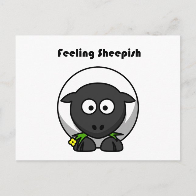 Gefühl Sheepish Niedlich Shy Sheep Funny Cartoon Postkarte (Vorderseite)