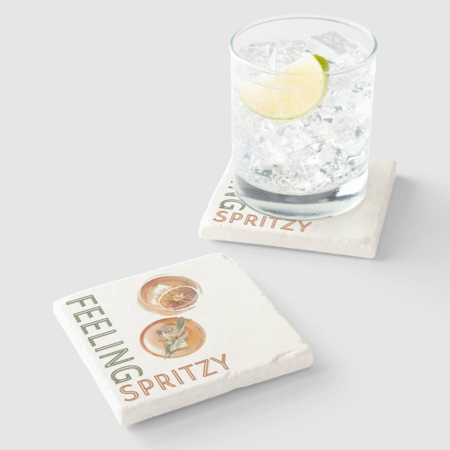 Gefühl Spritzy Orange Cocktail Steinuntersetzer (Seitenansicht)