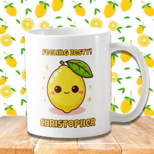 Gefühl Zesty Niedlich Kawaii Lemon personalisiert Kaffeetasse