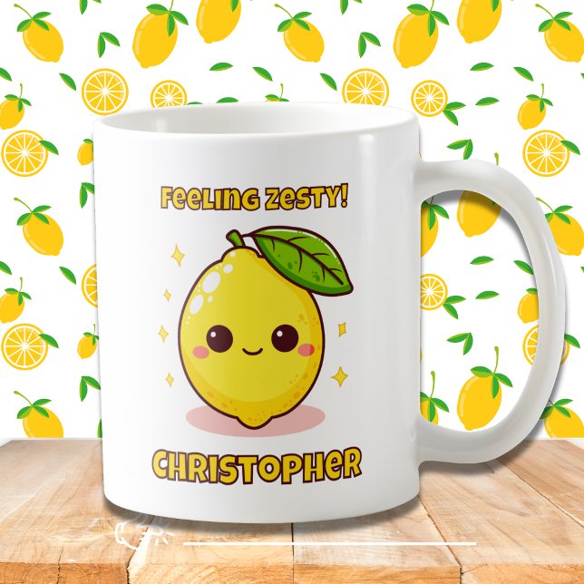 Gefühl Zesty Niedlich Kawaii Lemon personalisiert Kaffeetasse (Von Creator hochgeladen)