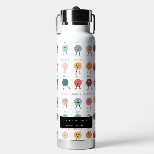 Gefühle Emotionen Gesichter Übersicht Schulberater Trinkflasche (Vorderseite)