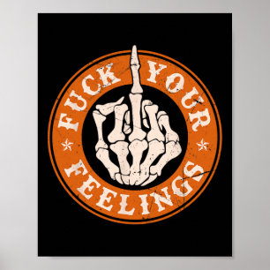 Gefühle Halloween Skeleton Hand Middle Finger Poster