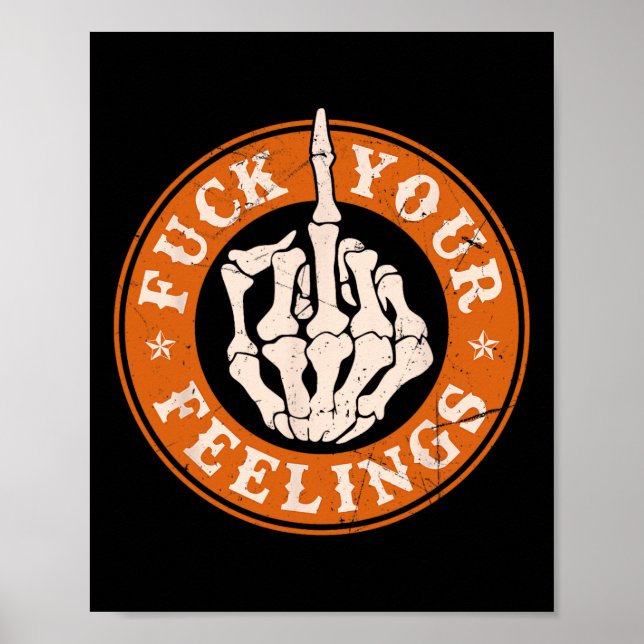 Gefühle Halloween Skeleton Hand Middle Finger Poster (Vorne)