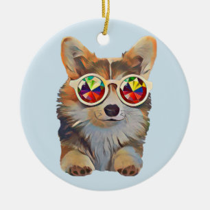 GefühlGroovy Corgi Keramik Ornament