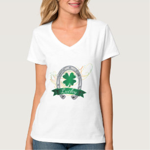 Gefühls-glücklicher Kleeblatt-Klee T-Shirt