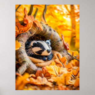 Gefühlter Dachs im Herbstwald Poster