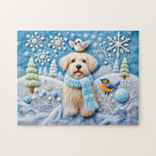 Gefühlter Hund in einer winterlichen Schneelandsch Puzzle