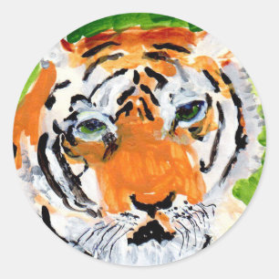 Gefühlvolle Tigeraufkleber Runder Aufkleber
