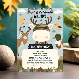 gefüllt Wilde Camouflage Oh Deer Duck Jagd 1. Gebu Einladung