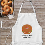 Gefüllter Bagel - Slogan, Name oder Firma hinzufüg Schürze<br><div class="desc">Fügen Sie einen Slogan oder einen Namen hinzu,  um ein personalisiertes Geschenk mit einem bagel Thema zu erstellen. Bild zeigt einen Brotring mit Salat,  Fleisch und Tomaten.</div>