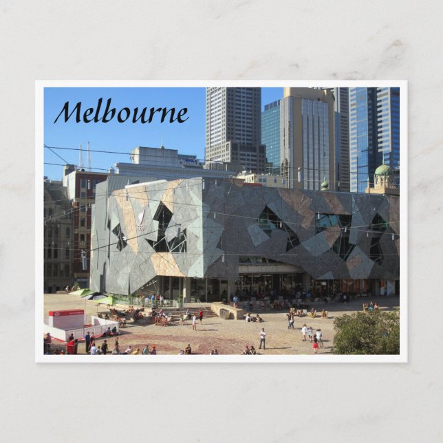 gefüttert Quadratmelbourne Postkarte (Vorderseite)