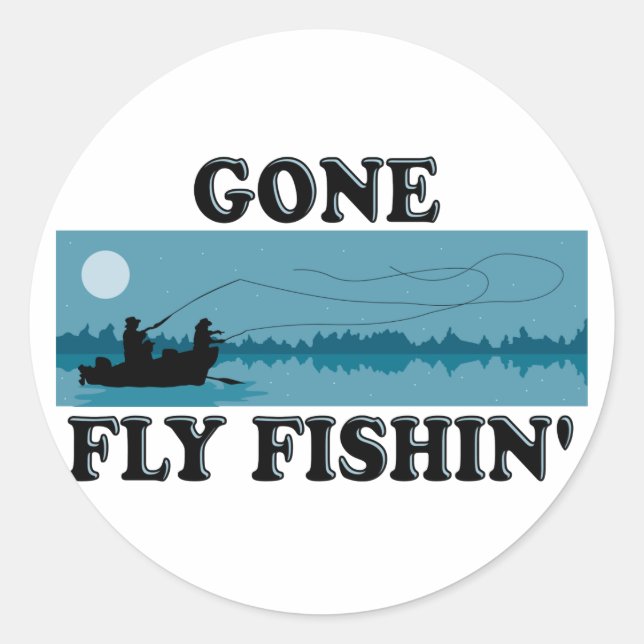 Gegangene Fliege Fishin Runder Aufkleber (Vorderseite)