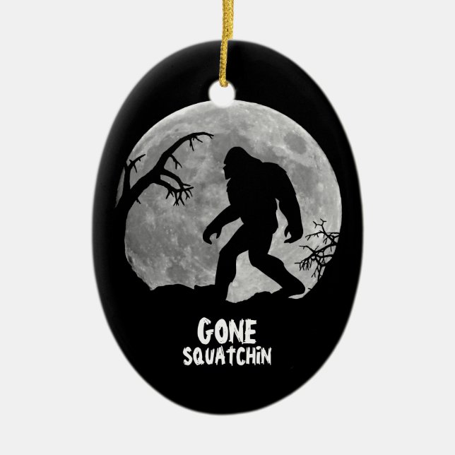 Gegangene Squatchin - Bigfoot-Silhouette mit Mond Keramik Ornament (Vorne)