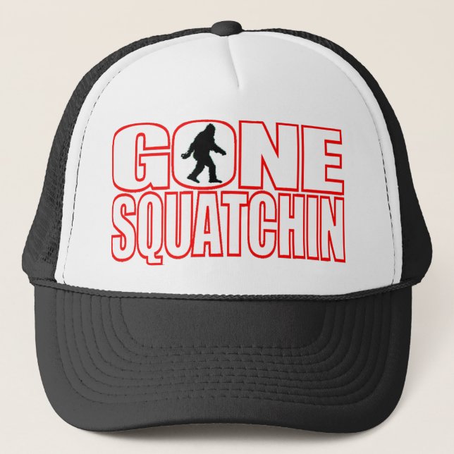 GEGANGENER SQUATCHIN Sasquatch Hut Truckerkappe (Vorderseite)