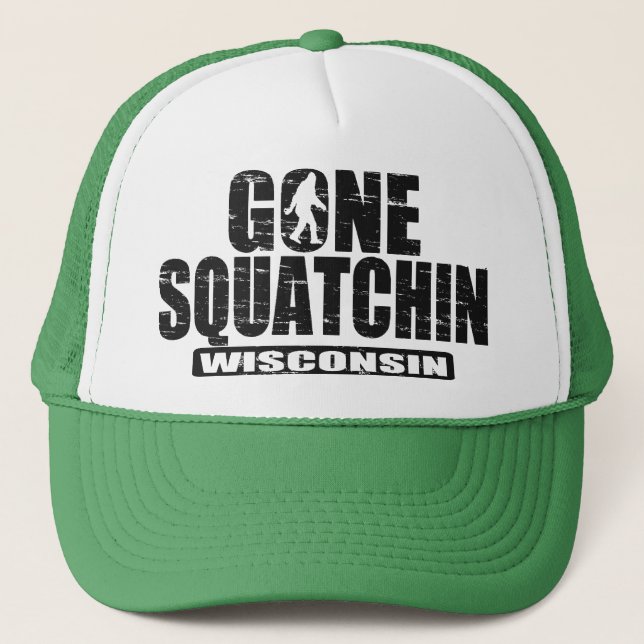 Gegangener Squatchin WISCONSIN Truckerkappe (Vorderseite)