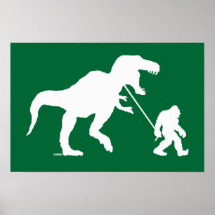 Gegangenes Squatchin mit T-rex Poster