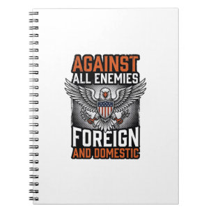 Gegen alle Feinde Patriotischer Adler-Shirt-Design Notizblock
