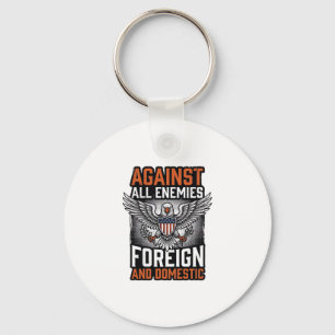 Gegen alle Feinde Patriotischer Adler-Shirt-Design Schlüsselanhänger