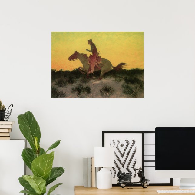 Gegen den Sonnenuntergang durch Remington, Vintage Poster (Heimbüro)