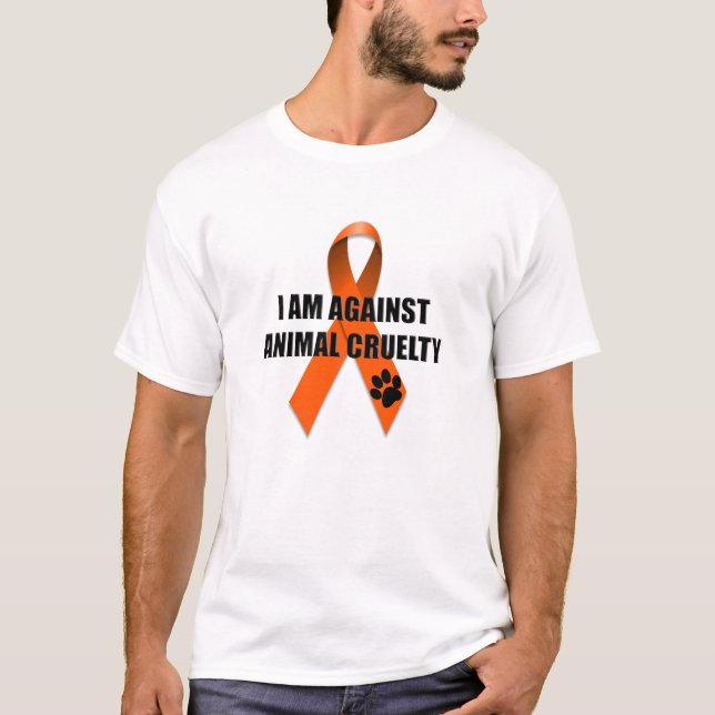 Gegen Tiergrausamkeits-orange Bewusstseins-Band T-Shirt (Vorderseite)