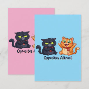 Gegensätze ziehen süße Katzen an Design Dankeskarte