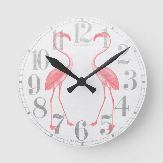 Gegenüberstellen der Flamingos Runde Wanduhr (Vorderseite)