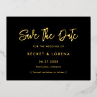 Gegenwärtig Save the Date schwarze und goldene Fol