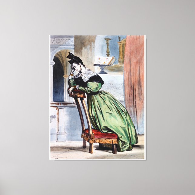 Gegenwärtige Viktorianische Lady in Green - elegan Leinwanddruck (Vorderseite)