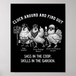 Gegluckere drumherum und herausfinden freches Hühn Poster