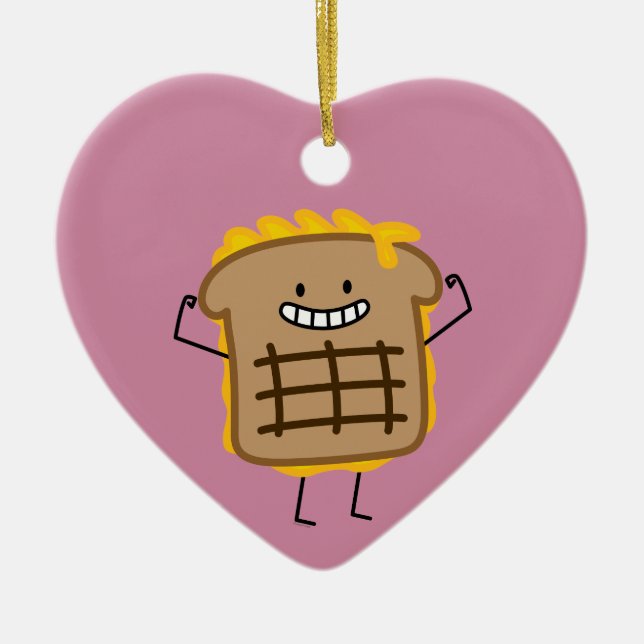 Gegrillter Käse-Sandwich-Cheddarkäse toastete Brot Keramikornament (Vorne)