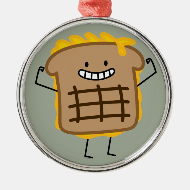 Gegrillter Käse-Sandwich-Cheddarkäse toastete Brot Silbernes Ornament (Vorne)