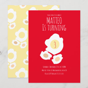 Gegrilltes Ei zum dritten Geburtstag Einladung