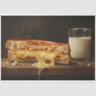 Gegrilltes Käsesandwich und Milch-Decoupage Seidenpapier