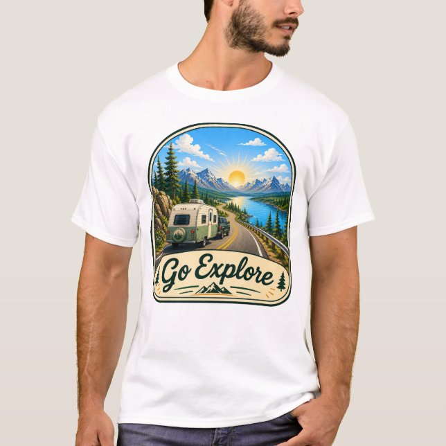 Geh Entdecken Camping T-Shirt (Vorderseite)