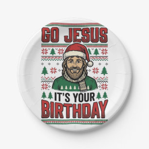 Geh Jesus Weihnachten Geburtstag Vintage-Shirt Pappteller