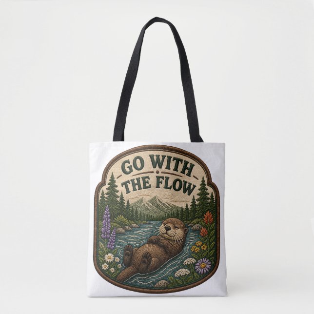 Geh mit dem Fluss Otter Stickerei-Patch (Vorderseite)