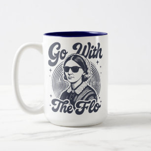 Geh mit der Flo Florence Nightingale Retro-Kranken Zweifarbige Tasse